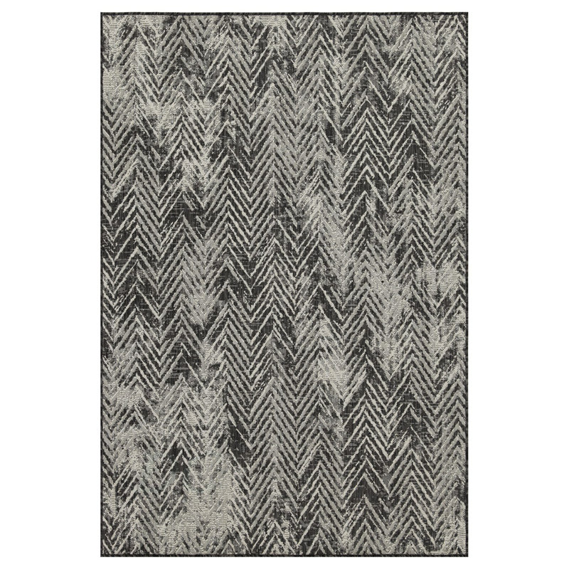 Sunshine GC_HAR2011 Anthracite 2 Ft. 7 In. X 7 Ft. 3 In. Indoor/Outdoor Area Rug, Anthracite, Runner 2'7" x 7'3"