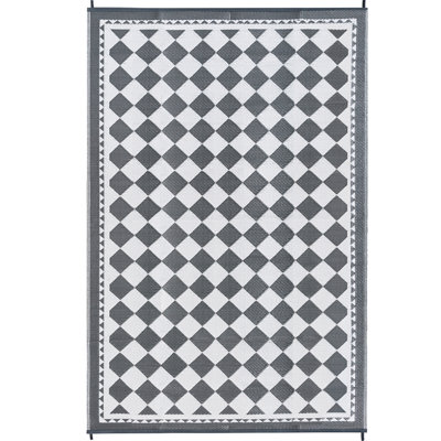 Tapis d'extérieur réversible imperméable à carreaux géométrique Enzo