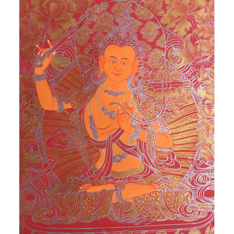Manjushree Thangka (Thangka sans brocart) | Gouache et acrylique