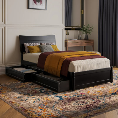 Lit plateforme en bois avec tiroirs de rangement Harlowe