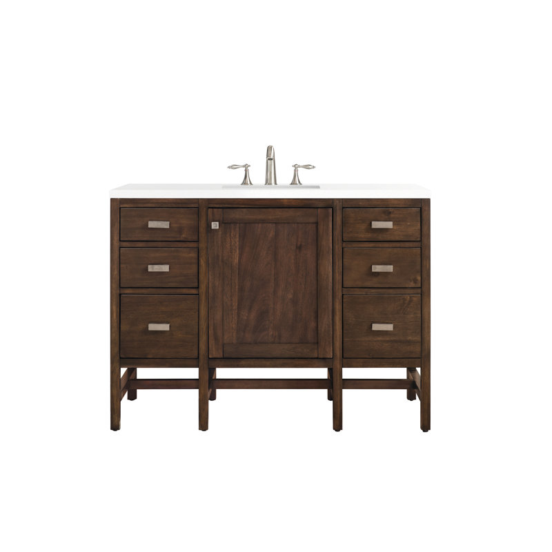 Addison 48'' W Single Vanity, Mid-Century Acacia, 8" Widespread, White Zeus