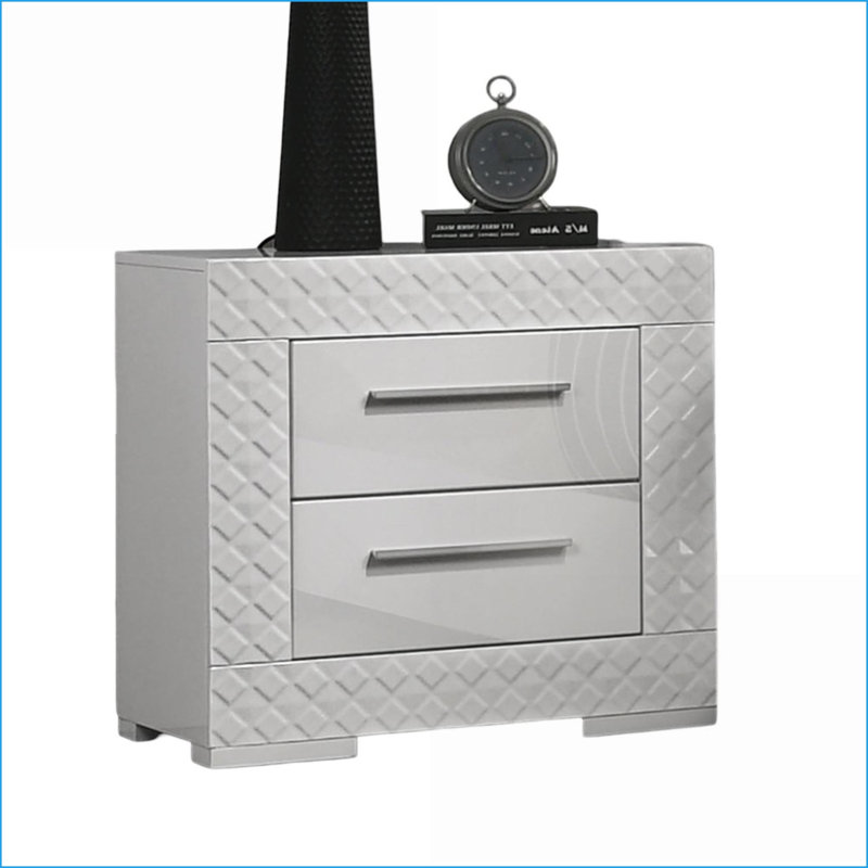 Table de chevet 2 tiroirs White Glam