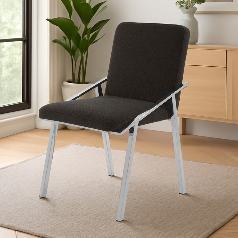 Camelot 45cm H Upholstered Metal Side Chair in Black