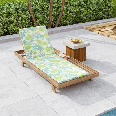 Ensemble de méridienne de salon, espace disponible sur un côté, bois d'acacia brun clair avec coussins de salon résistants à l'eau (crème et épaisseur de 2 pouces) - version assortie gris foncé / feuille de noix de coco disponible