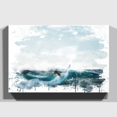 Surfer Surfboard Surfing Seascape - Wall Art