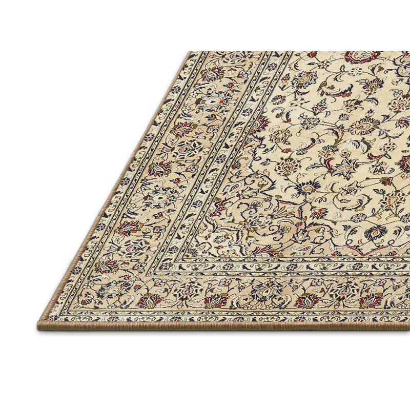 Tapis beige/noir traditionnel Borlänge, Rectangle 4 pi x 6 pi