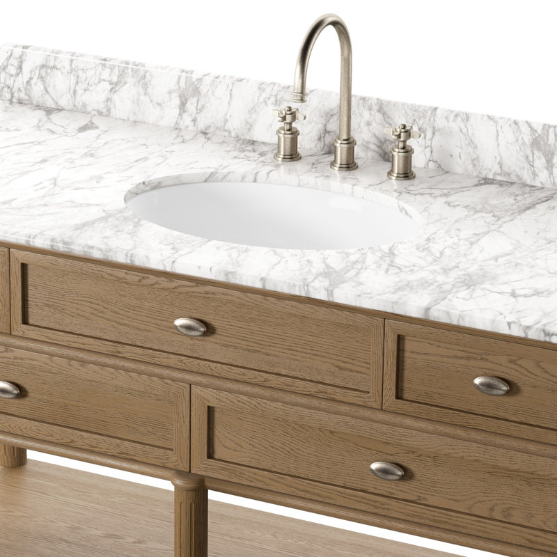 Toulouse Single Wide Vanity-Satin Black Veneer, Washed Blonde Oak Veneer