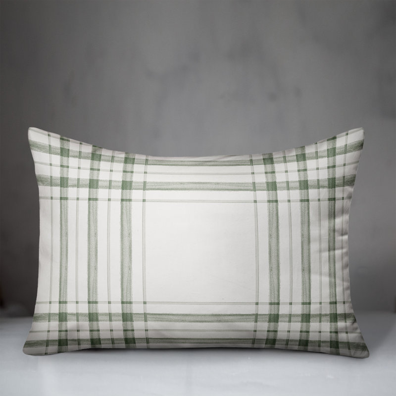 Plaid Outdoor Throw Pillow, Green