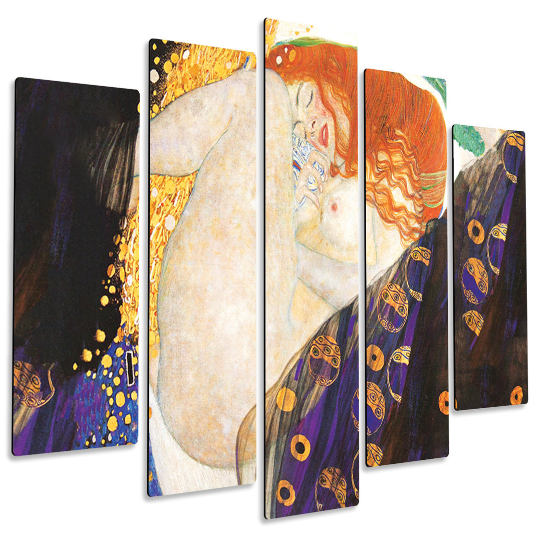 5-tlg. Kunstdruck-Set Danae von Gustav Klimt