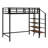 Twin Size Metal Loft Bed With Upper Grid Storage Shelf & Lateral Storage Ladder-1839216904