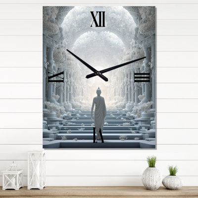 Horloge murale bouddha blanche sur fond blanc