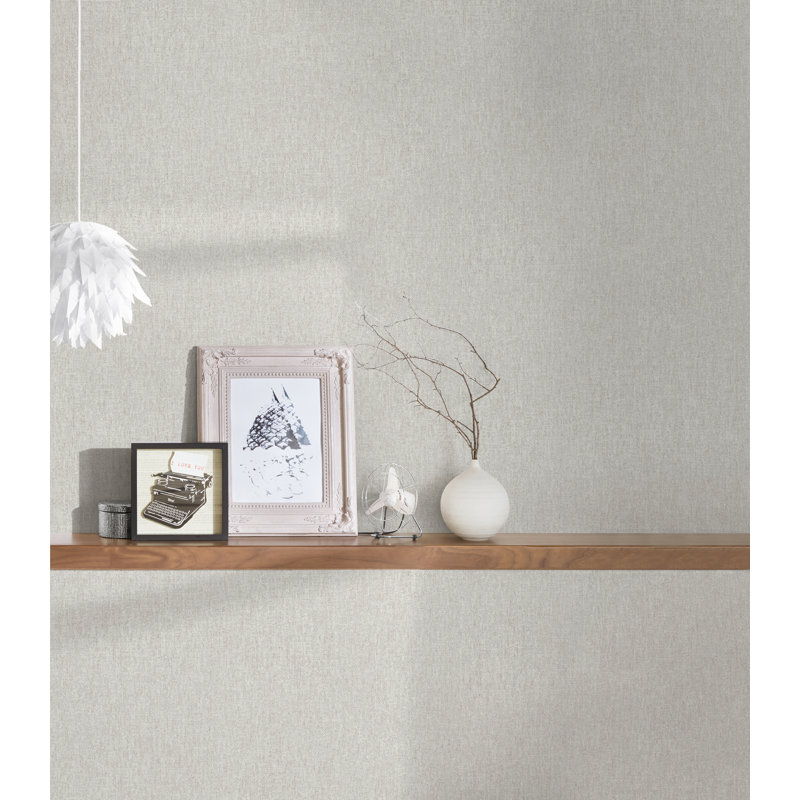 Alpha 10.05m x 53cm Textured Metallic Paste the Wall Wallpaper Roll, Beige and light grey