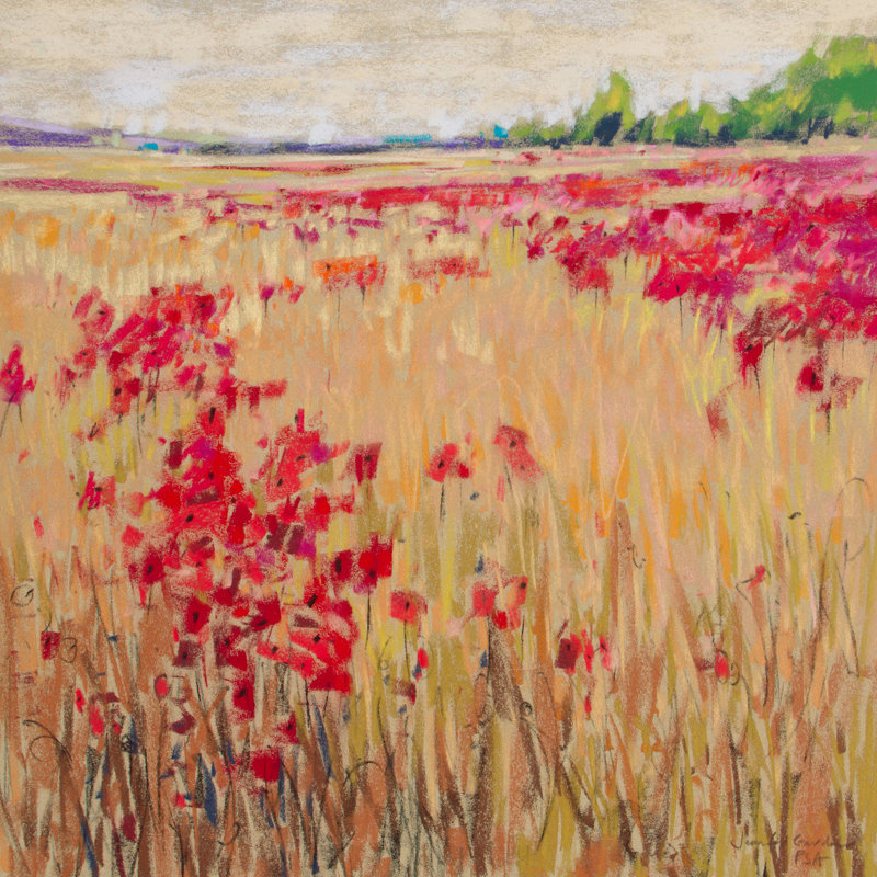 Corn and Poppies XIII par Jennifer Gardner - Toile tendue, H 48 po x l 48 po x P 1,5 po
