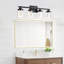 Appliques de meuble-lavabo à 4 lumières noir mat, appliques à DEL en verre bullé cristal à intensité variable 5 couleurs (blanc doux / blanc chaud / naturel / lumière du jour / blanc froid) pour la salle de bain, le couloir et le salon