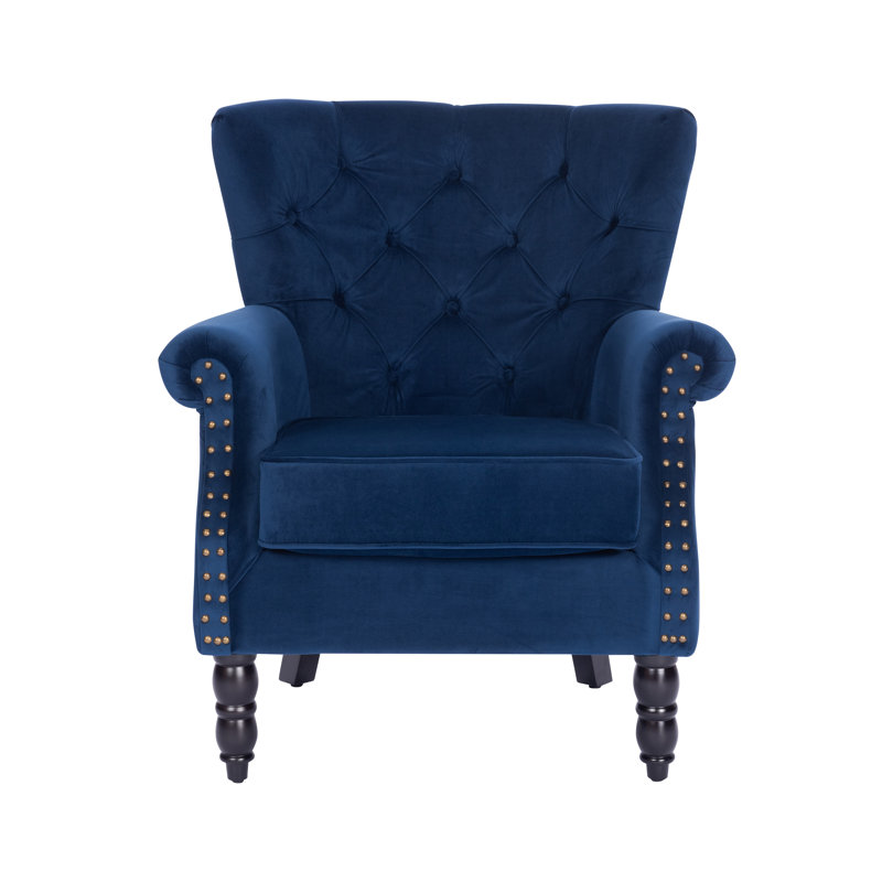 Harmonsburg Upholstered Wingback Chair, Velvet, Blue