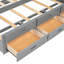 Lit plateforme gris avec lit gigogne amovible, tiroirs, ports et tête de lit-286540248