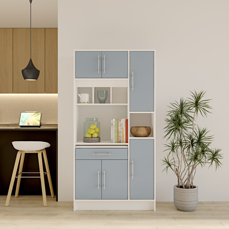Seyma 457.71cm Kitchen Pantry, White/Grey