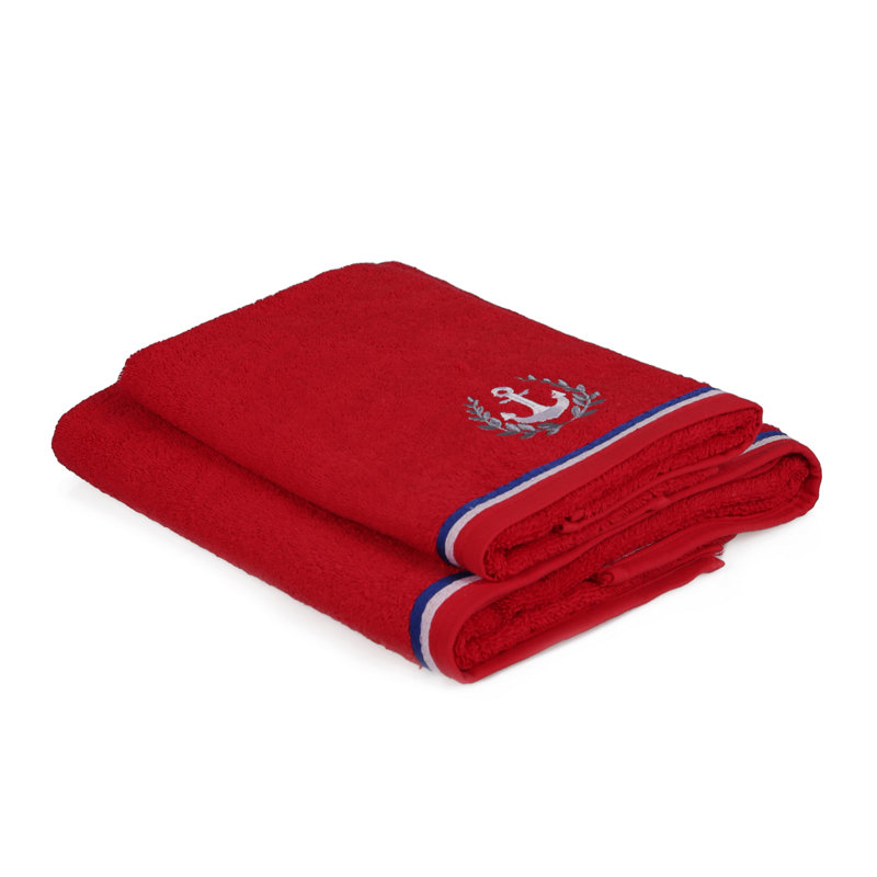 Ensemble de serviettes 100% coton 2 pièces Benyameen, Rouge, Towel Set - 2 Pack ( Bath Towel, Hand Towel)