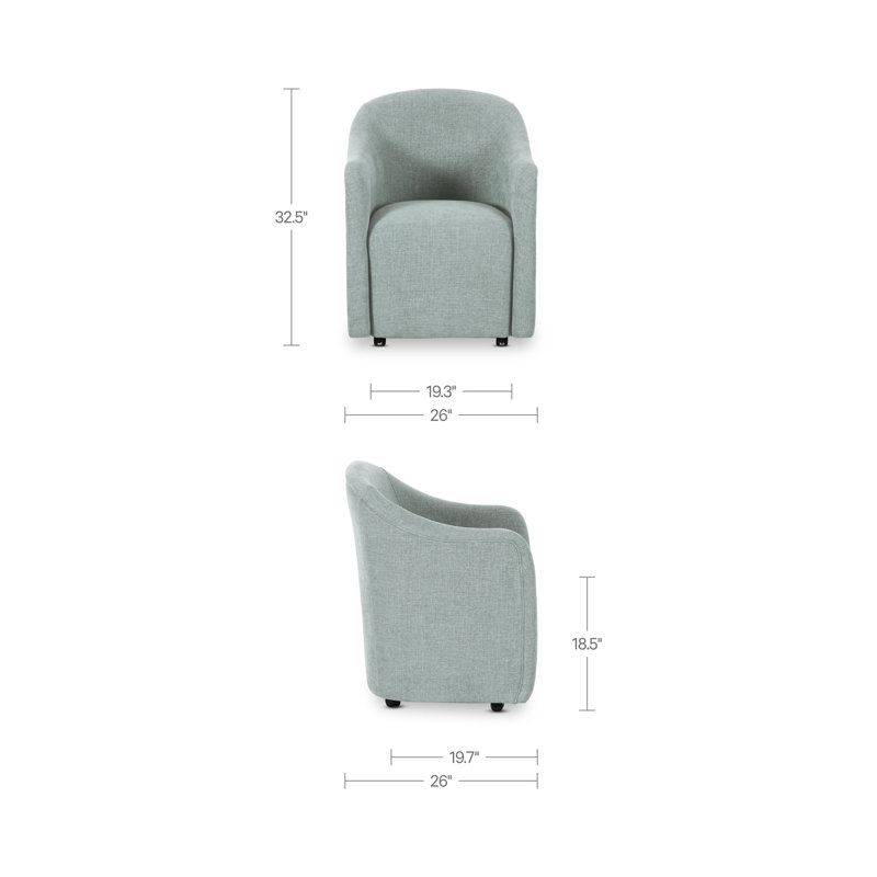 Denice Rolling Dining Arm Chair, Blue Polyester