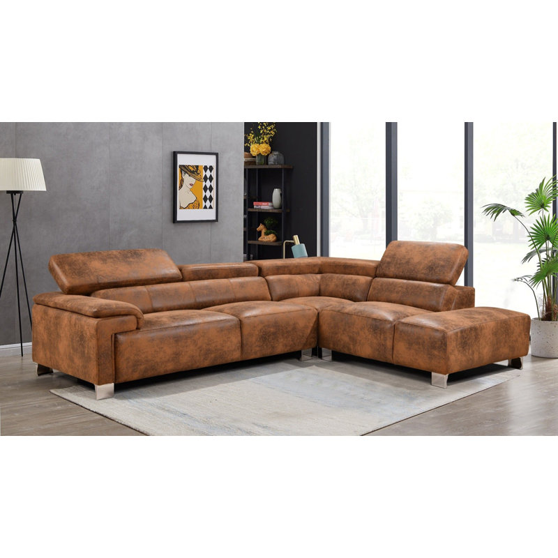 Kulveer 5 Seater Corner Sofa , Right Hand Facing, Brown