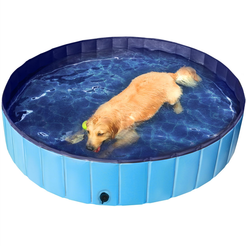 Baignoire pliable pour animaux domestiques, H 11,8 po x l 63 po x P 63 po, Bleu