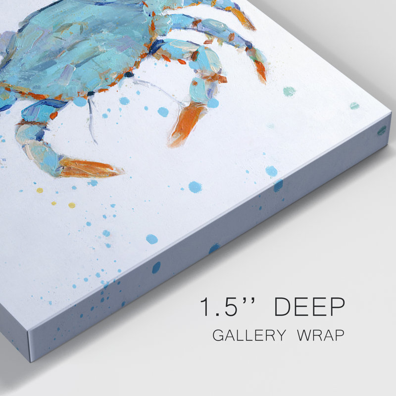 Bubble Blue Crab - ensemble de 2 peintures, H 16 po x l 32 po x P 1 po, Toile tendue