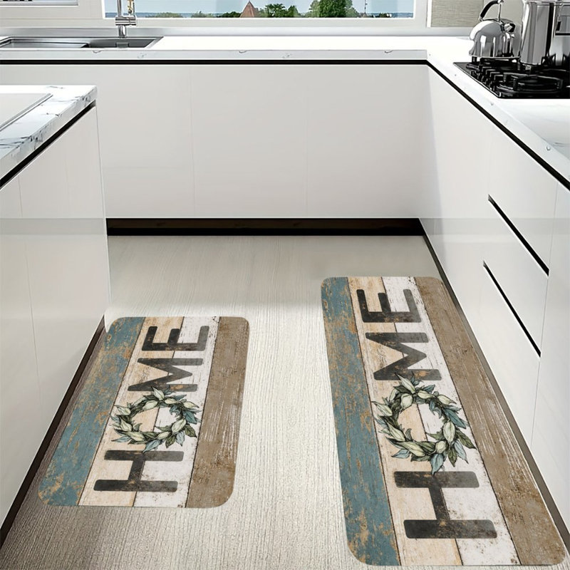 Minimalist Solid Tone, 2 Count Non Slip Kitchen Mats
