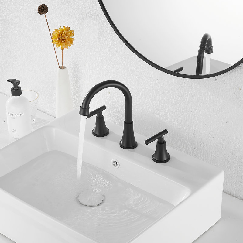 Robinet de salle de bain à large entraxe, Noir mat