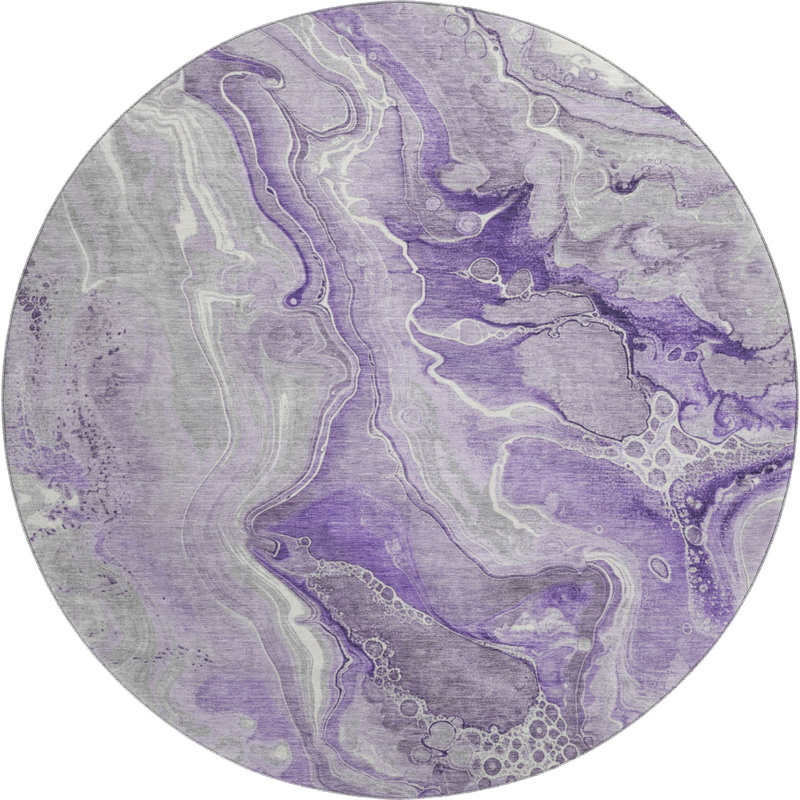 Premium Machine Washable Slesnick AMF1681 Abstract Rug, Round 8'