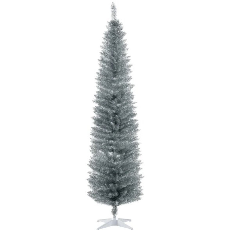 Arbre de Noël argenté avec support en plastique, style moderne