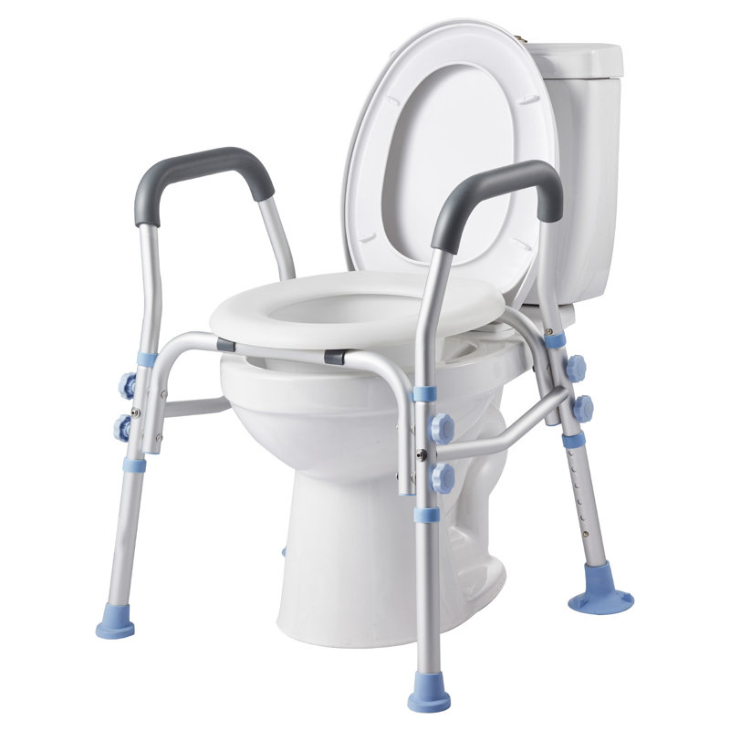 Raised Toilet Seat with Arms, 300 lbs Load Capacity, Adjustable Height, Widened Commode Elevated Toilet Seat Riser with Handles and Splash Guard for Seniors, Elderly, Handicap, Disabled, Adults