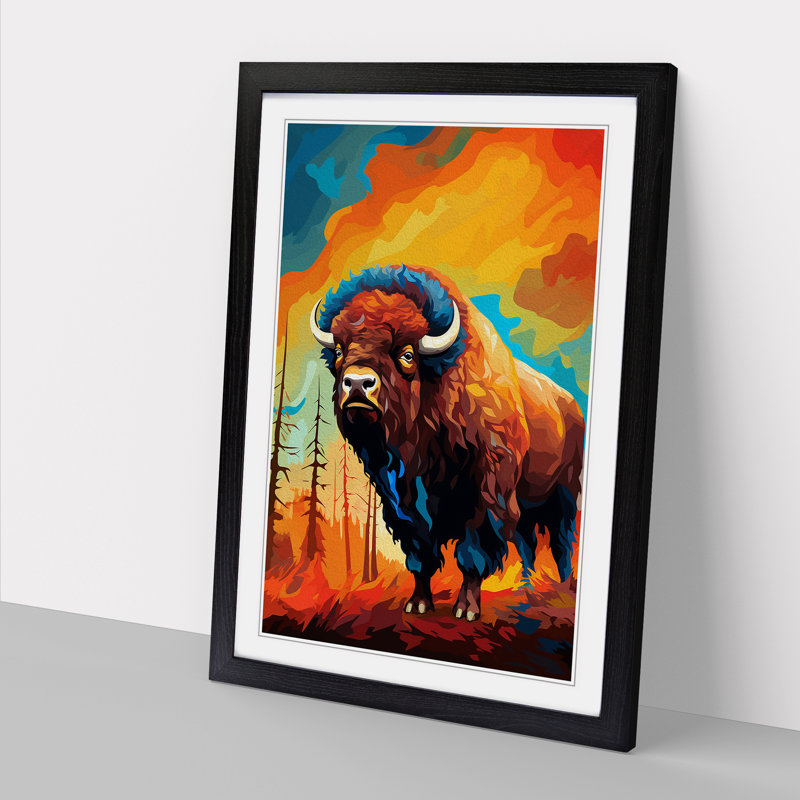 Bison Orphism - Framed Print, Black Framed, 64cm H x 46cm W x 2cm D
