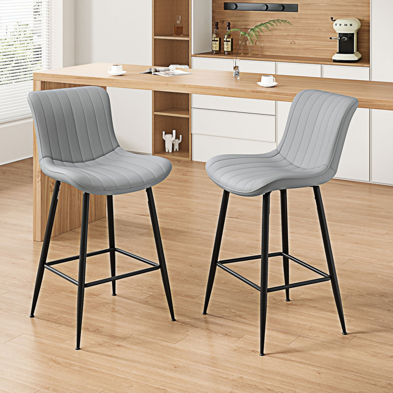 Ensemble de 2 tabourets de comptoir et de table de salle à manger, Gris