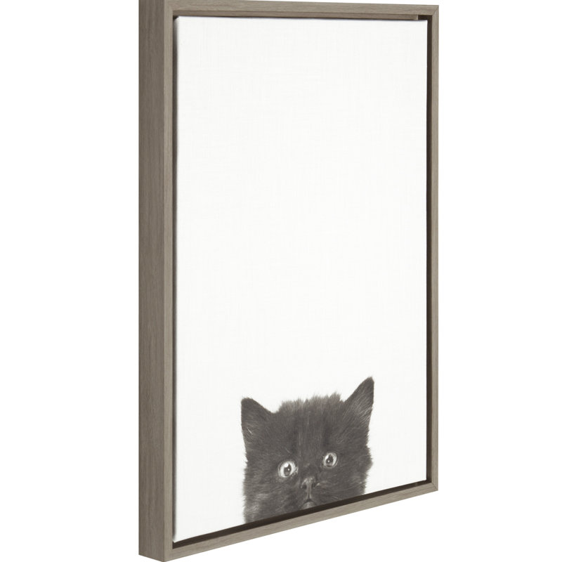 «Black Kitten 2» par Simon Te, reproduction d'art sur toile encadrée, Gris