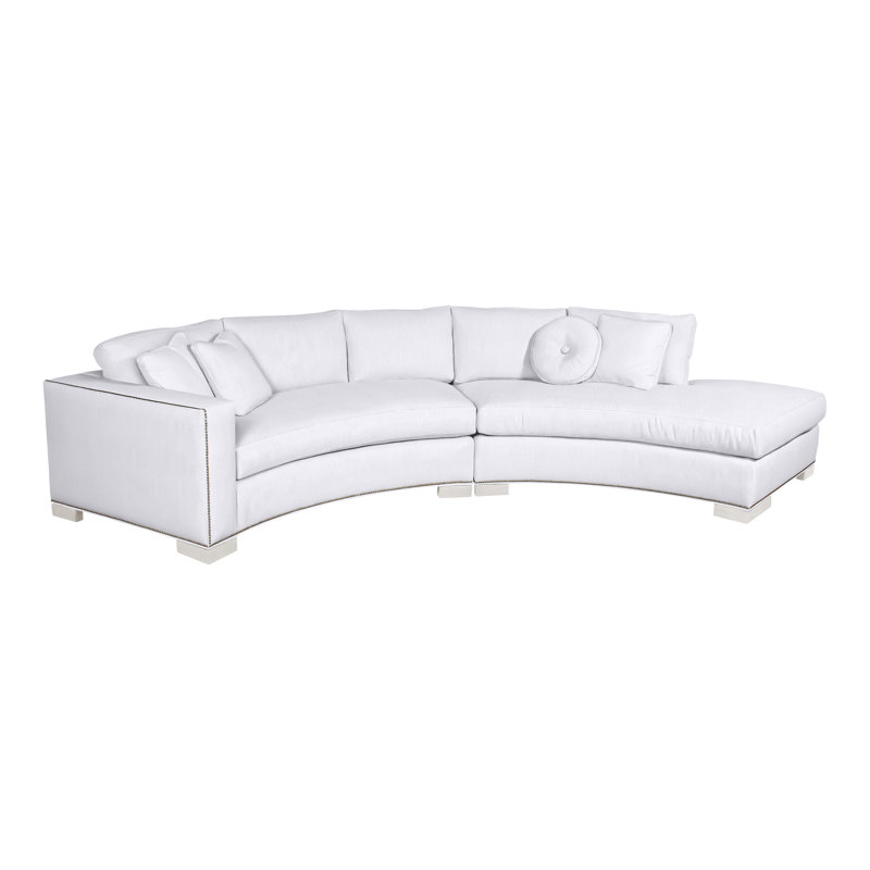 Canapé modulaire courbé 2 pièces Michael Weiss, Mélange de lin Navada Snow, Oui, Casa Blanca
