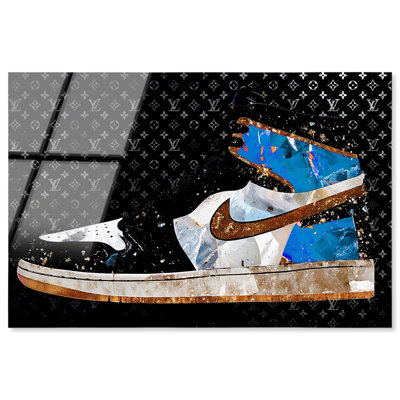 Sneaker doré et cristal bleu Glam