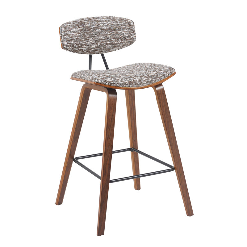 Upholstered Counter Stool, Grey/Walnut