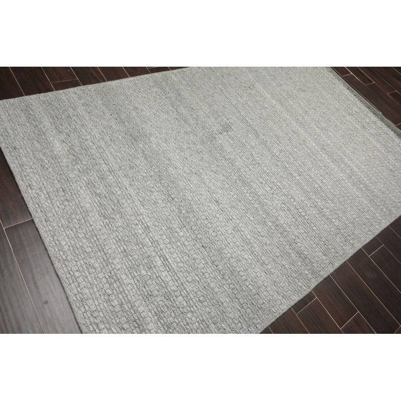 Tapis décoratif gris en laine tissé à la main kachazor, Rectangle 5 pi x 8 pi