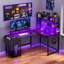 Metal Base Computer Desk with Power Outlet-1009136429