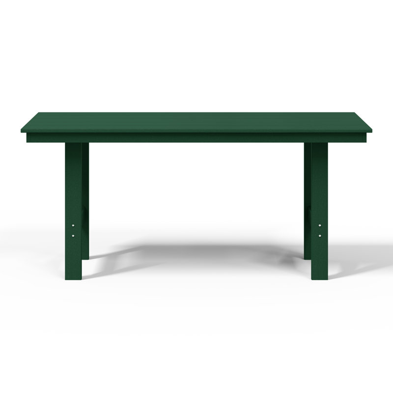 Joubert 34" W x 66" D Plastic Rectangular Patio Dining Table, Dark Green