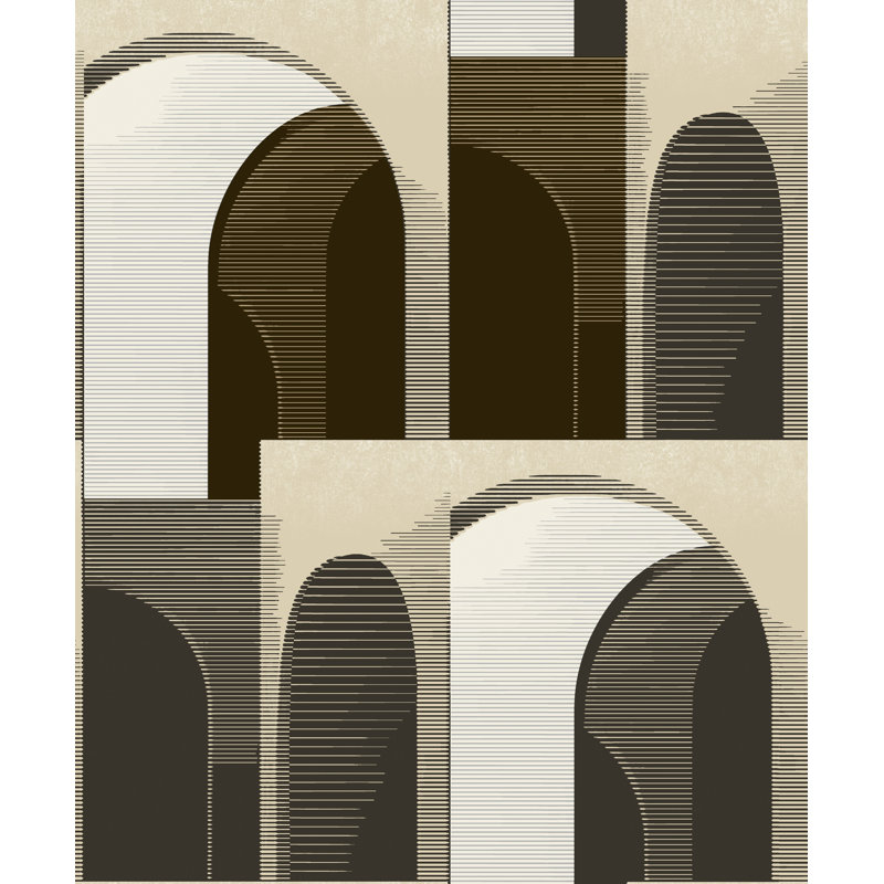 Papier peint géométrique d'inspiration art déco, Noir