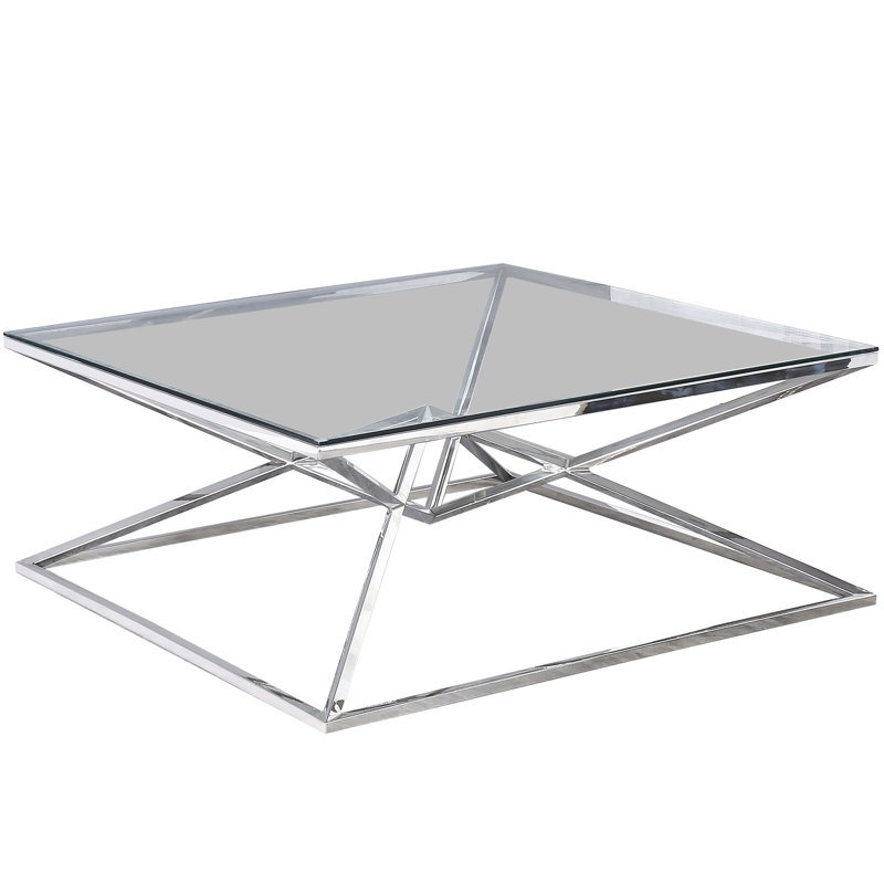 Table basse Connall (carré | argent) , Argent argent, L 39 po x l 39 po x H 18 po
