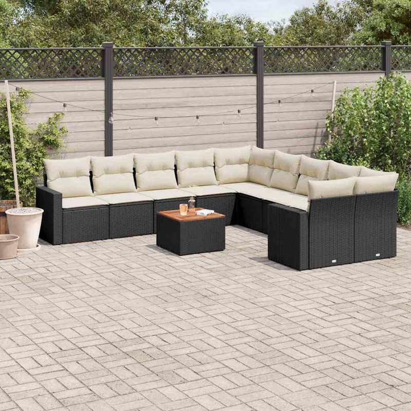 Ensemble de canapé de jardin Vidaxl noir, blanc crème