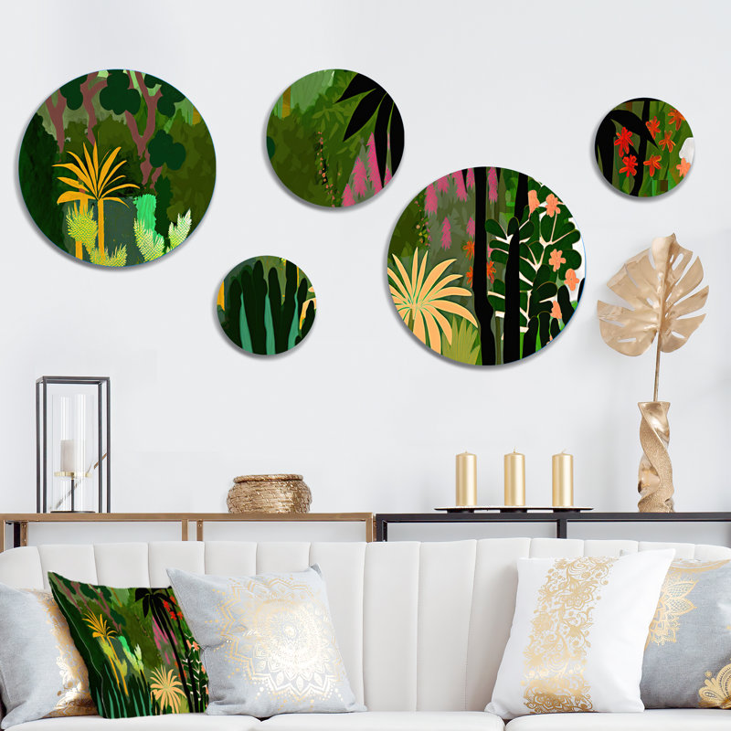 Blossoming and Vibrant Jungle Flora V - Coastal Metal Wall Décor