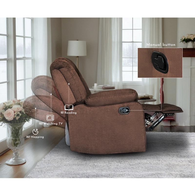 Frithiof Nyberg 35" Microfiber Manual Recliner, Brown