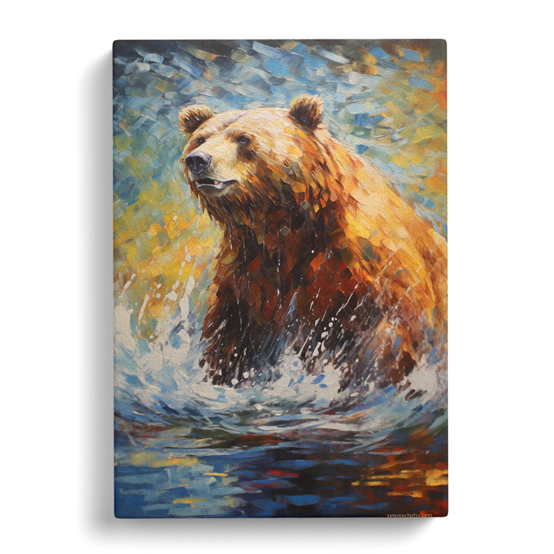Bear Impressionism - Wrapped Canvas, 60cm H x 40cm W x 3cm D
