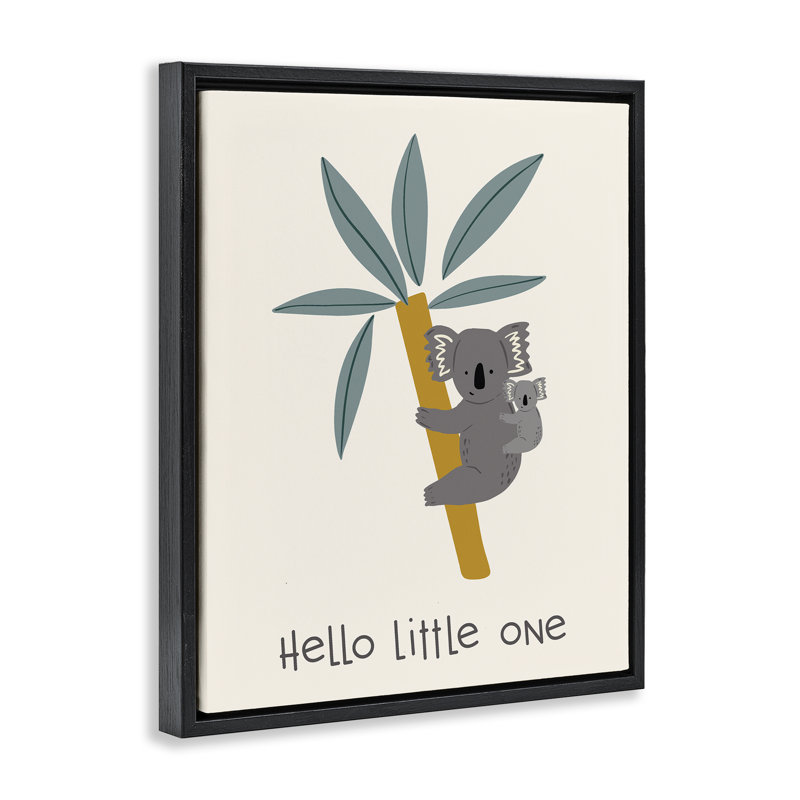 Cadre flottant Hello Little One Koalas, design par Sazerelli Designs, H 21 po x l 17 po, Cadre flottant noir de jais