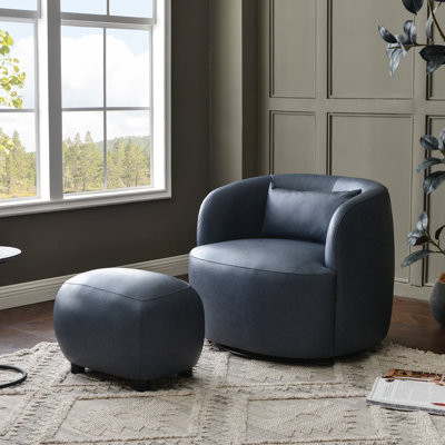 Fauteuil pivotant rembourré en similicuir avec repose-pieds
