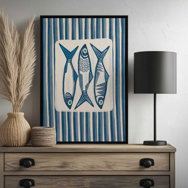 Reproduction d'art côtier moderne, "Sardines" par Alicia Bock, reproduction d'art, Noir, H 16 po x l 12 po