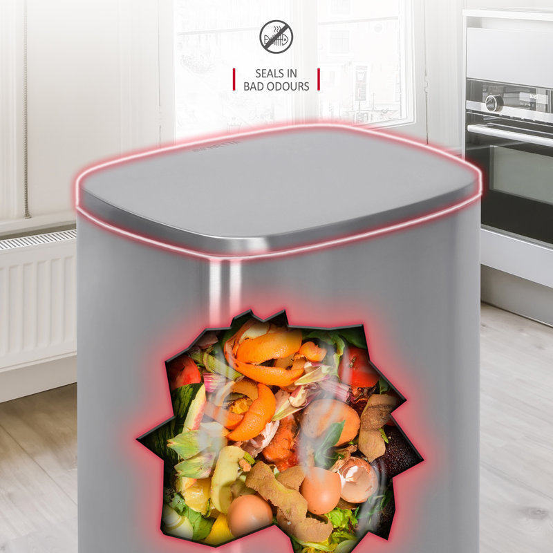 Stainless Steel Step On Kitchen Trash Can - 50L, Silver